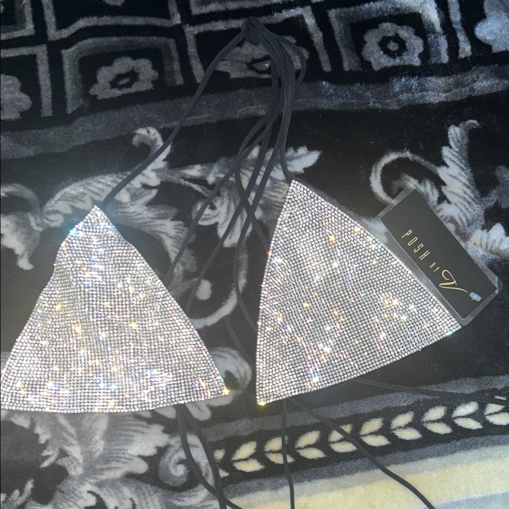 Posh Silver Sparkle Bikini Top